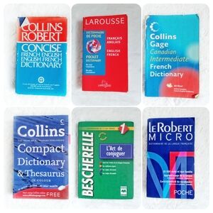 6 pcs French - English Dictionaries & Thesaurus Set